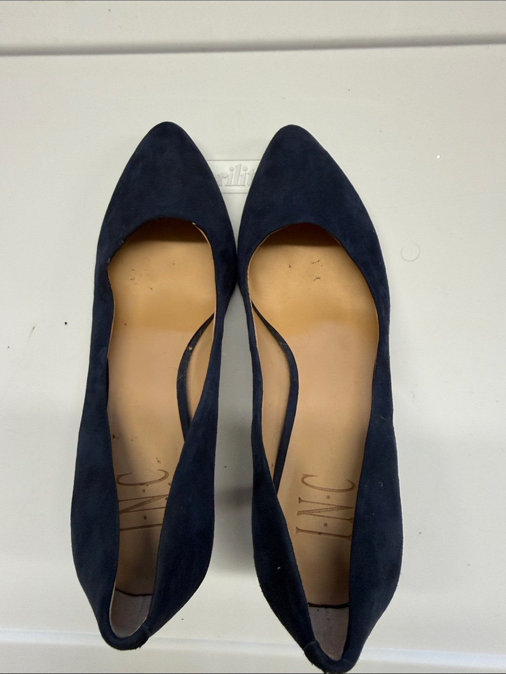 INC International Concepts Navy Suede Pointed Toe Flats